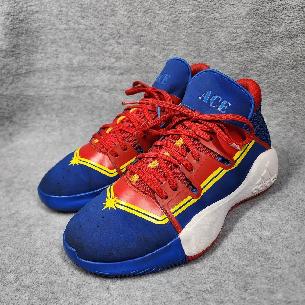 Adidas Marvel Shoes Size 5.5 Captain Marvel Basketball Sneakers Red Blue